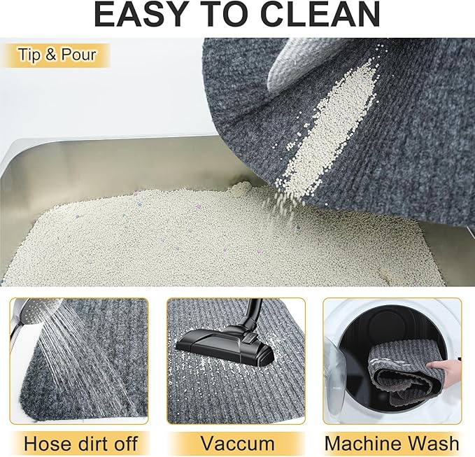 BEAUTYZOO Cat Litter Mat Litter Trapping Mat, 20"x 28" Small Litter Box Mat, Waterproof Kitty Litter Mat, Non-Slip Litter Rug Mats Pads for Floor Scatter Control, Soft on Paws & Easy to Clean, Grey