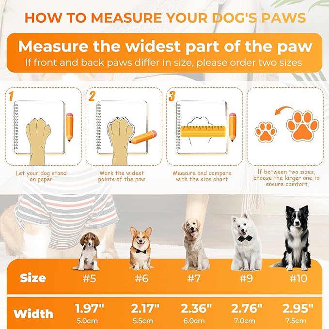 Dog Shoes for Small Medium Large Dogs,Winter Dog Snow Boots & Paw Protectors Waterproof for Cold Weather & Hard Floors,Adjustable Anti-Slip Dog Booties with Removable Wool Liner (Orange, 10)