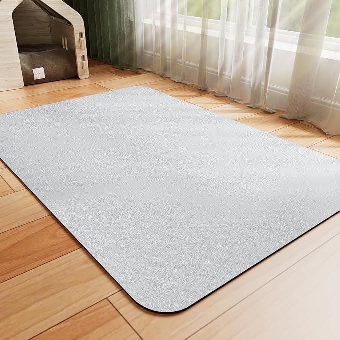 Dog Food Mat - Absorbent Cat Mat for Food and Water, No Stains Pet Feeding Bowl Mat, Easy to Clean Pet Placemats, Quick Dry Dog Water Dispenser Mat for Messy Drinkers | Light Grey 24"x36"