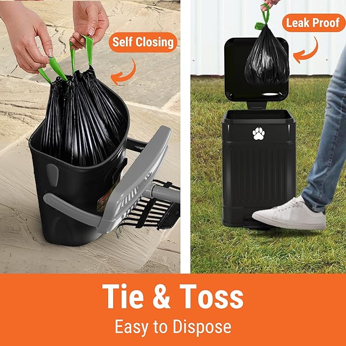 Pupzle Dog Pooper Scooper with Bag Attachment, 40" Long Handle Pooper Scooper for Large Dogs, Dog Poop Scoop for Yard, Large Capacity Swivel Bin and Rake, Lavender Scented Bags (Grey)