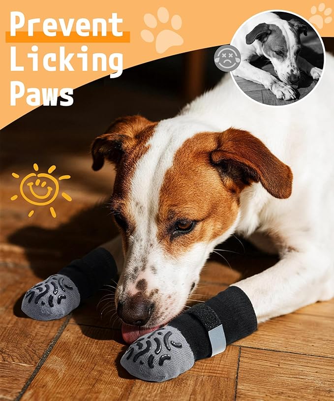 TwoAnt Non Slip Dog Socks with Grips, Dog Sock to Prevent Licking Paw for Senior Dogs, Dog Shoes for Hardwood Floors and Enhancing Traction, Paw Protector - Fits Small, Medium, Large Dogs - XL