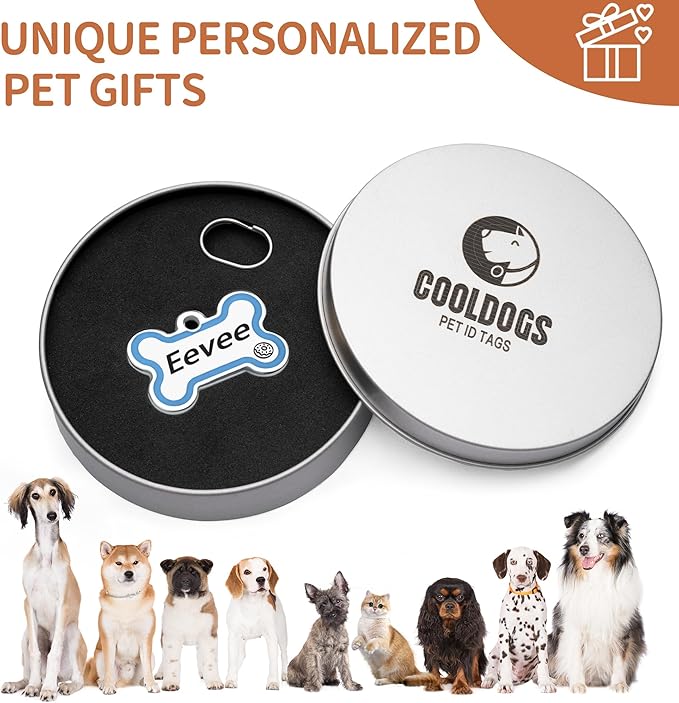 CoolDogs Stainless Steel Enamel Pet ID Tags for Dogs and Cats, Personalized Dog Tags,Cat Tags,Custom Engraved Dog Name Tag,Cat Name Tag with up to 5 Lines of Text on Both Sides (Hot Pink, Large)
