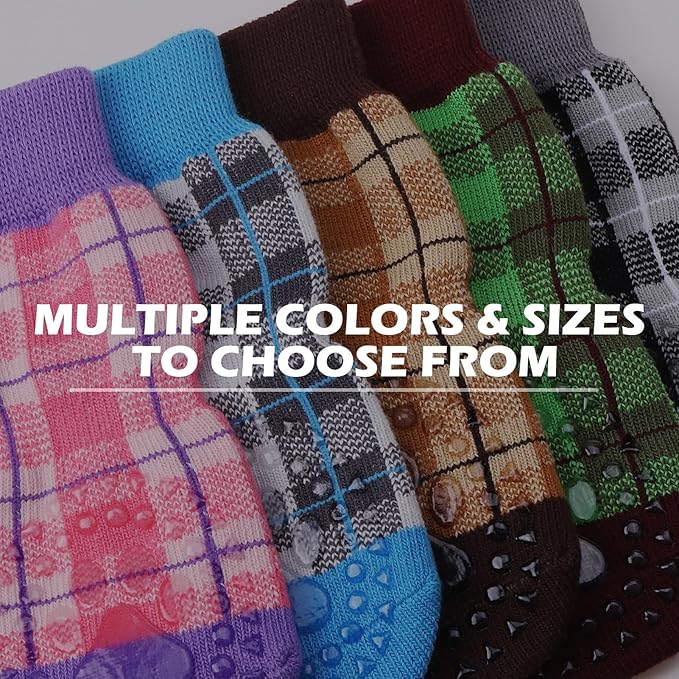 EXPAWLORER Dog Socks for Hardwood Floors, Dog Shoes for Winter, Dog Booties for Cold Pavement to Prevent Licking, Paw Protectors Strong Traction Control for Small Medium Large Dogs,Pink Purple S