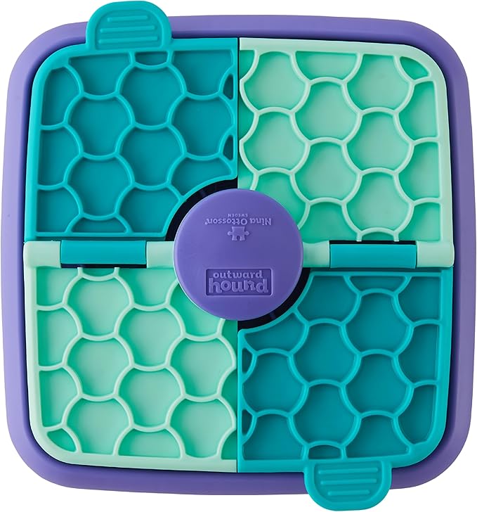 Outward Hound by Nina Ottosson Lick N’ Flip 3-in-1 Interactive Dog Puzzle Toy, Lick Mat & Slow Feeder – Calming Enrichment Feeder for Small & Medium Dogs, Holds 1 Cup of Wet of Dry Food