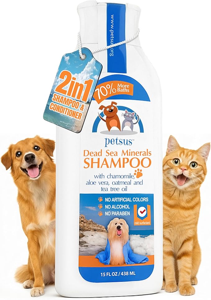 Oatmeal Dog & Cat Shampoo and Conditioner – Hypoallergenic Wash for Sensitive & Itchy Skin – Natural Detangler and Deshedding Formula with Aloe Vera & Tea Tree Oil – 15 fl oz