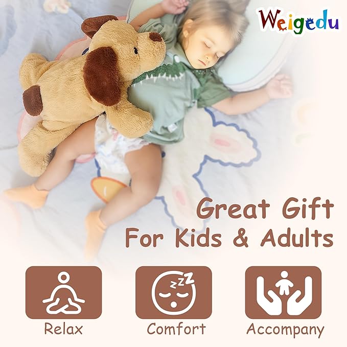 WEIGEDU Large Weighted Puppy Dog Stuffed Animal Plush Toy for Kids and Adults with Embroidered Eyes and Removable Weight Pack - 28 Inches, 5 lbs