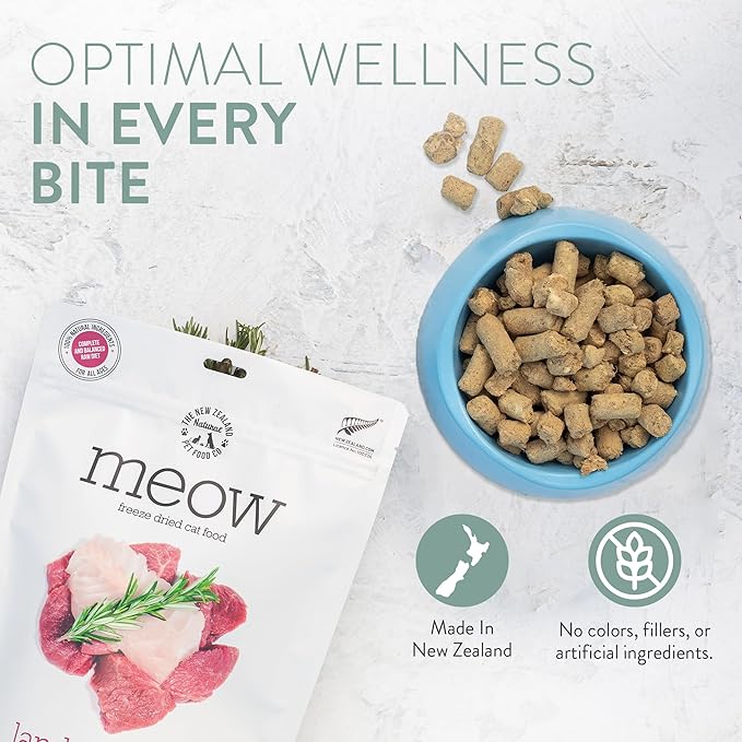 The New Zealand Natural Pet Food Co. Meow Freeze Dried Cat Food - Beef & Hoki Recipe, High Protein, Meals & Toppers, Dry Cat Food,1.76 oz