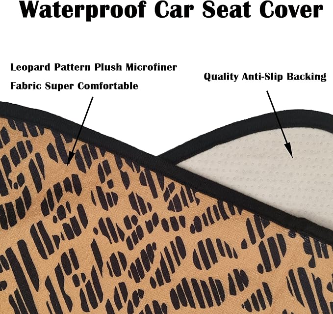 LoyaGour Car Seat Cover Protector Front Seats,for Gym Workout,Running,Swimming,Beach and Hiking,Waterproof Sweat Towel Bucket Seat Covers for Cars SUV Trucks (Leopard, 2Pcs)