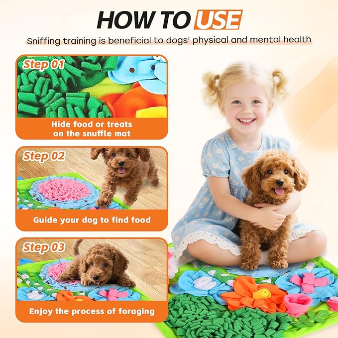 TAIMUTTAL Snuffle Mat for Dogs, 20 X 20 Inches Dog Puzzle Toy for Boredom & Slow Eating, Washable Snuffle Mat for Puppies, Small & Medium Dogs, Cats & Rabbits