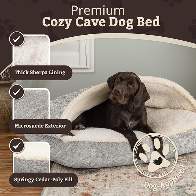 Snoozer Pet Products Luxury Rectangle Cozy Cave Dog Bed with Microsuede, Showdog Collection, Small, Palmer Dove