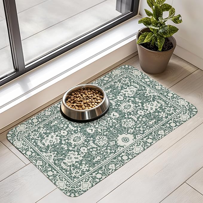 Dog Food Mat for Floors Waterproof Quick Dry Pet Placemat Cat Feeding Bowls Mats for Food and Water, Eco-Friendly Dog Accessories Diatomite Pets Supplies 12" X 20"