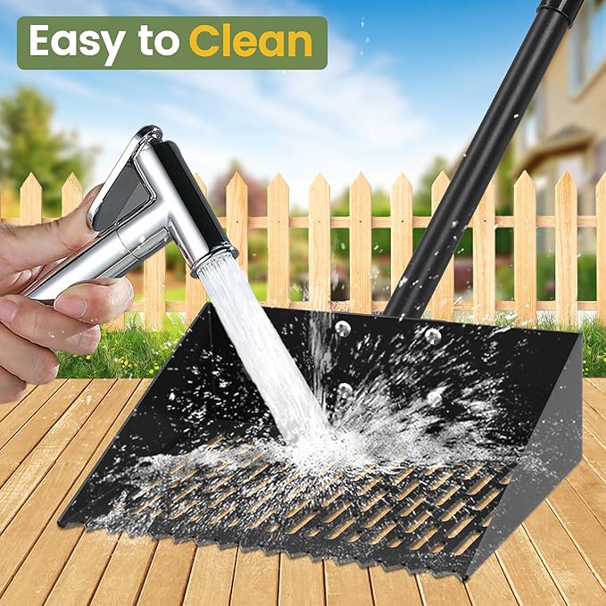 Alloy Steel Chicken Poop Scooper for Sand - 10” Large Chicken Coop Scoop - Simplified Cleaning 40-67” Poop Scoop with Adjustable Handle