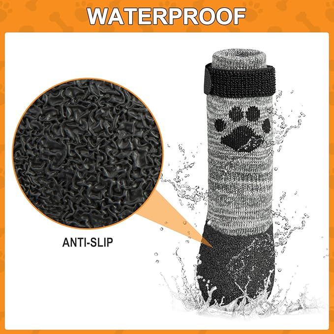 KOOLTAIL Anti Slip Dog Socks for Hot/Cold Pavement to Prevent Licking Paws,Booties for Hardwood Floors,Traction Rain Dog Boots&Paw Protectors Shoes with Grip for Outside Small Medium Large Senior Dogs