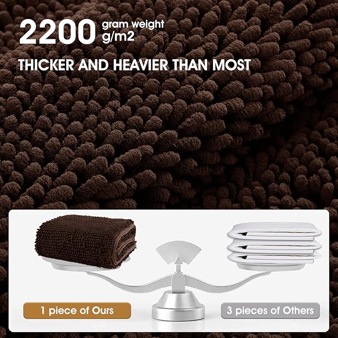 Extra Large Dog Door Mats for Muddy Paws, 71" x 25" Chenille Absorbent Mud Mat for Dogs, Non Slip Heavy Dog Rugs For Muddy Paws, Soft Indoor Door Mat for Entryway, Mud Paw, Inside Floor, Brown