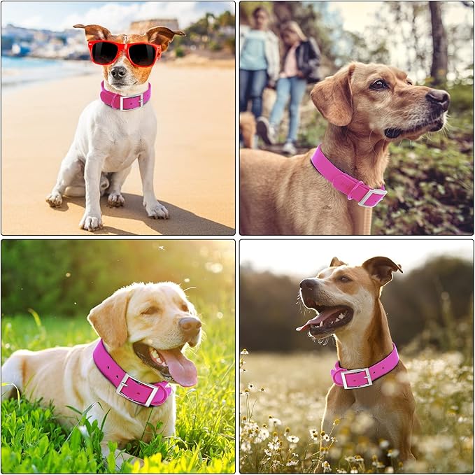 Wisedog Waterproof Dog Collar: Multiple Adjust 7" to 23.6", Soft Rubber Coated Webbing, Easy to Clean, for Small Medium Large Dogs (S|8.5"-12.5" × 4/5 in, Rose Violet)