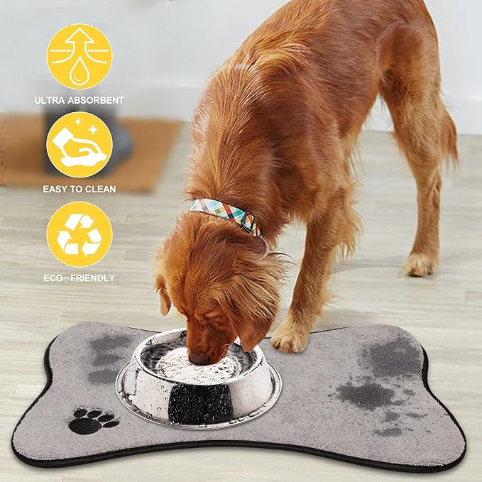Pet Bowl Mat Drying mat Prevent Water and Food from Spilling (2pack)