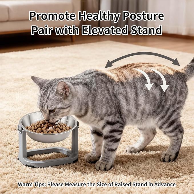 Tifanso 6PCS Stainless Steel Cat Bowls Dishes, 5.6” Metal Shallow Wide Whisker Friendly Cat Food Water Feeding Bowl, Kitten Plates, Basic Indoor Pet Food Tray, Dishwasher Safe