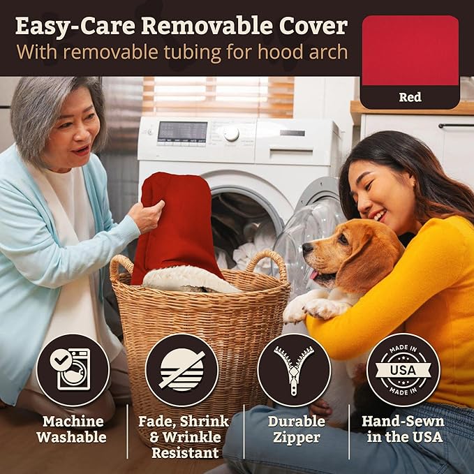 Snoozer Pet Products Rectangle Cozy Cave Dog Bed, Medium, Red