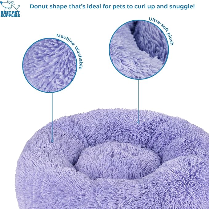 Best Pet Supplies Dog House Bed Crate Mat Tent Indoor Round Soft Plush for Small, Medium, and Large Breeds - Lavender, 20 x 20 x 6