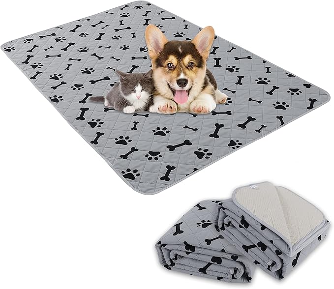 Dog Crate Pee Pads - Washable Dog Rugs Non-Slip Puppy Pads for Small Dogs, Water Absorb Training Pads (30" x 40" Gray) 2 Packs