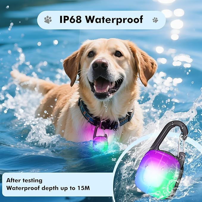 Dog Lights for Night Walking,2 Pack LED Rechargeable Safety Dog Collar Light Clip On with 4 Modes,IP68 Waterproof for Night Walking,Camping,Running, Hiking, Cycling