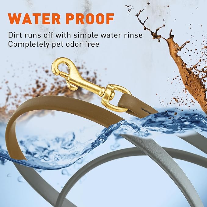Viper Biothane K9 Working Dog Leash Waterproof Lead for Tracking Training Schutzhund Odor-Proof Long Line with Solid Brass Snap for Puppy Medium and Large Dogs, 10ft Coyote Brown