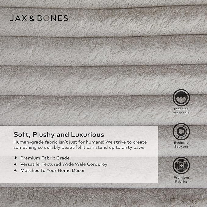 Jax & Bones Dog Bed Napper - Luna Grey Machine Washable Bed For Dogs - Extra Heavy Duty Bolstered Sides - Large Grey Dog Mat Beds | 40 x 32 Inches