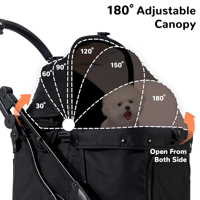 HITTITE Pet Stroller with Weatherproof Cover, All-Terrain 4-Wheel Cat & Dog Stroller with Adjustable Canopy, Foldable Dog Strollers with Storage Basket for Small to Medium Dogs Up to 55 lbs.