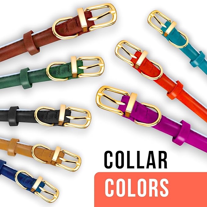OOPSDOGGY Reflective Rolled Leather Dog Collar Adjustable Soft Padded Pet Collar for Small Medium Large Breed Dogs (Camel, XS, 8"-11")