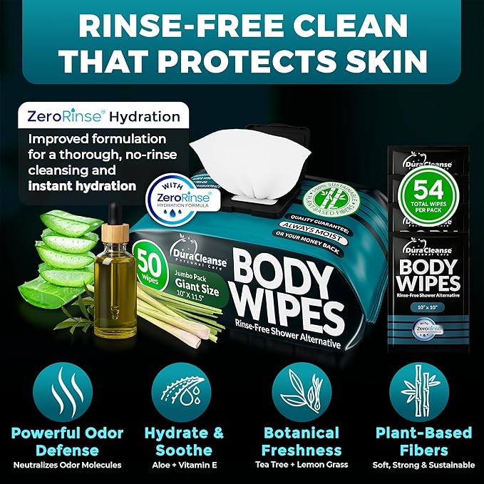 After Gym Body Wipes for Men – Maximum Cleaning Power (Ultra Clean) – 4 Pack (200 XL Wipes + 16 Travel Wipes), No Rinse Shower Wipes, Waterless Bathing Wipes for Camping, Work & Travel