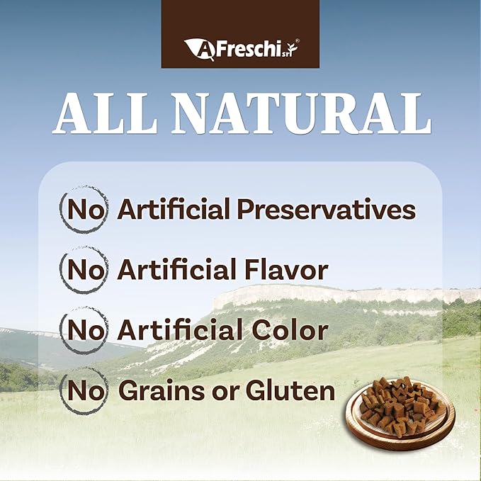 A Freschi srl Air-Dried Puppy & Adult Dog Food - Real Chicken & Salmon Recipe | Grain-Free | High-Protein for Toy, Small & Large Breeds | Ideal for Picky Eaters, 2.2 lb Bag