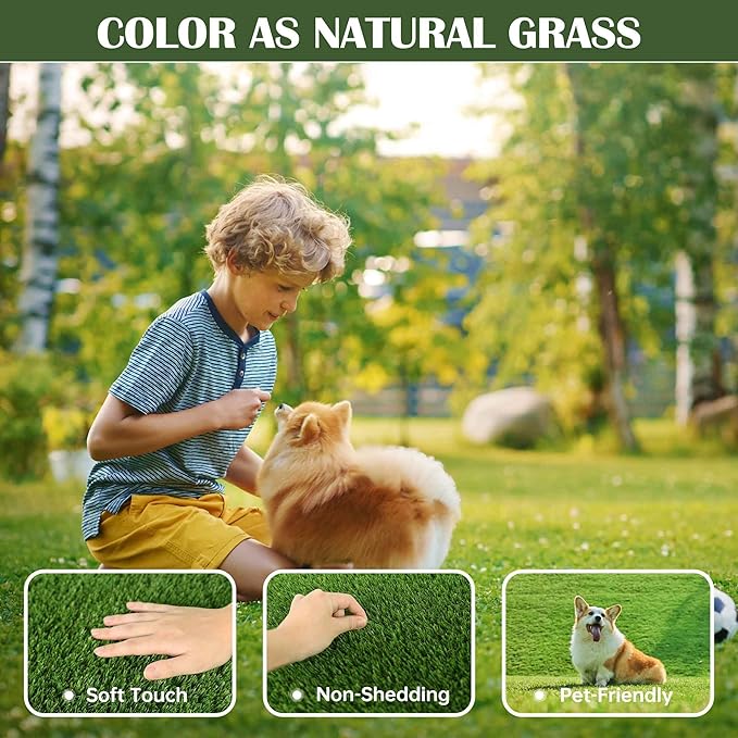 1.38" Artificial Grass Turf 6.5 x 13 FT, Dog Grass Pads Indoor Outdoor Garden Lawn Landscape Patio Turf Mat Thick Fake Faux Grass Rug Dog Pets Mat for Puppy Potty Training