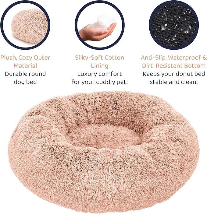 Donut Dog Bed - Premium Comfort for Anxiety Relief - Fluffy & Calming Design with Ultra-Plush Support | Cozy Round Dog Bed with Super Soft Circle Style (Pink, X-Large)