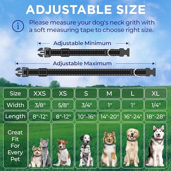 TECEUM Reflective Dog Collar – Black – XL – Basic Nylon Pet Collar – Quick Release Buckle – Fits Small, Medium and Large Dogs, Puppies, Cats – ESA & Service Dog Options
