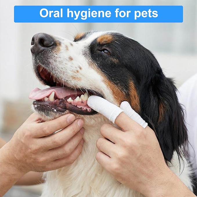 25Pcs Cat & Dog Toothbrush Finger Set for Dog & Cat, Reusable Soft Fabric Finger Toothbrush Kit Washable Oral Cleaning Wipes for Puppies Kittens at Home Dental Care (White and Clear)
