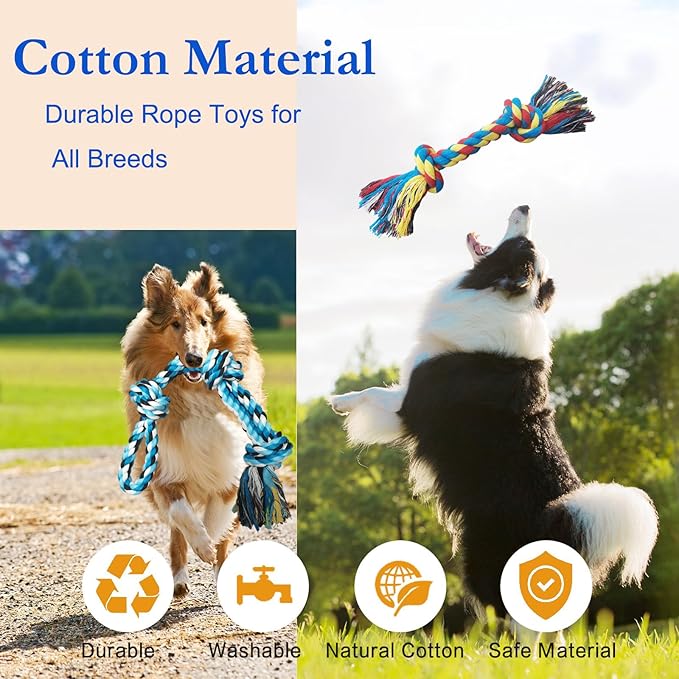 TUAHOO 6 Pack Dog Rope Toys for Small Medium Large Breed, Tough Chew Rope Tug Toy for Dogs, Flying Disc Fetch Toy Dog Rope Ball, Interactive Toy for Boredom, Puppy Teeth Cleaning