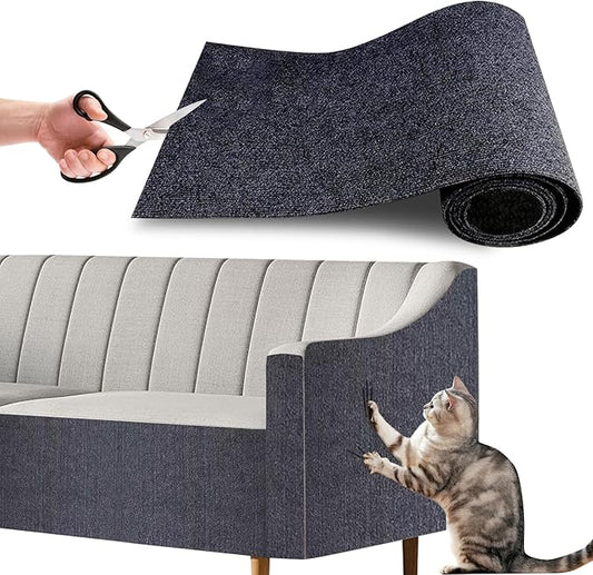huraty Cat Scratching Mat, Cat Scratchers Pad Indoor Outdoor Cat and Kitten, Trimmable Furniture Protector Scratching Cover for Cat Tree Steps Couch Corner Wall, Grey 1 Pcs 78.7"x15.8"