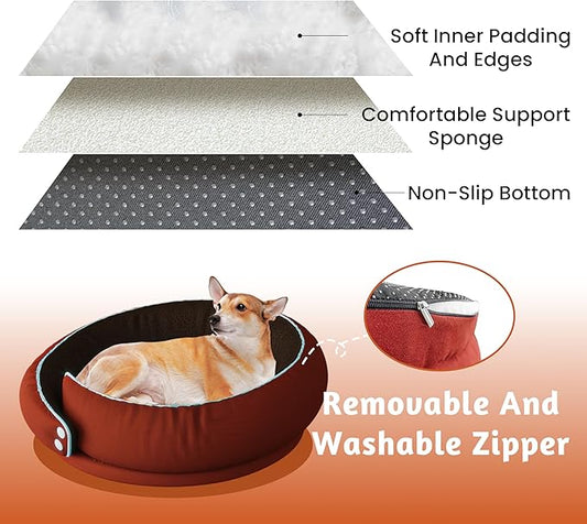 Round Orthopedic Dog Bed, Medium Pet Bed with Supportive Foam, Soft and Cozy Cushion for Anxiety Relief, Removable & Washable Cover, Comfortable Sofa-Style Bed for Dogs and Cats