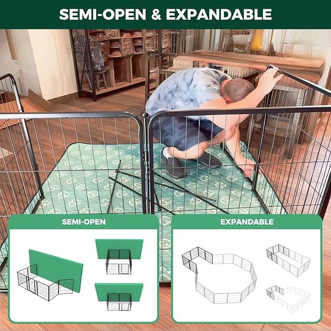 FXW Homeplus Unleashed Indoor Dog Playpen - Stress-Free and Safe Play, Heavy Duty 32 Inch 6 Panels Dog Pen for Small and Medium Dogs, Black│Patented