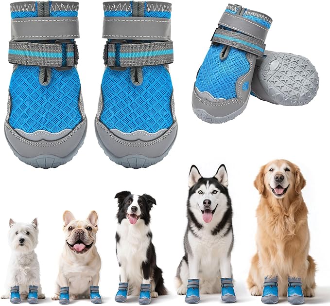 Hipaw Dog Shoes,Breathable Dog Boots for Hot Pavement,Non-Slip Paw Protector for Winter Snow,Lightweight Dog Booties for Small Medium Large Dogs,Outdoor Walking,Hiking,Indoor Hardwood Floor