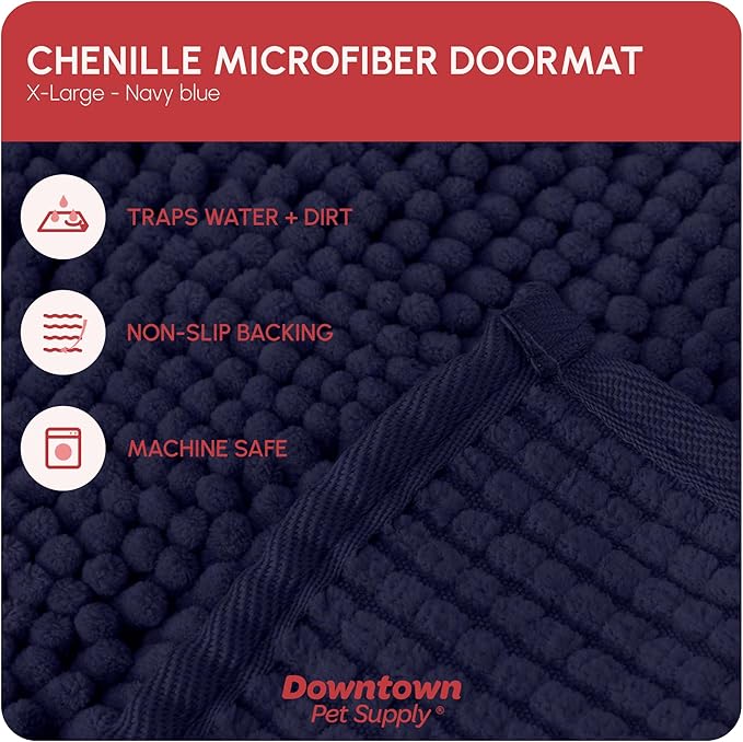 My Doggy Place Dog Mud Mat, 60" x 36" Navy Blue – Thick Microfiber Entry Rug for Snow, Mud & Salt – Absorbent, Quick-Dry, Washer-Safe & Non-Slip, X-Large