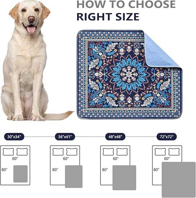 Qeils Washable Pee Pads, Reusable Puppy Pads Super Absorbent Leakproof Dog Training Pads, Non-Slip Wee Wee Pads for Crate, Floor, Potty Pads Feeding Mat Dog Pee 2 Pack 36"x41"
