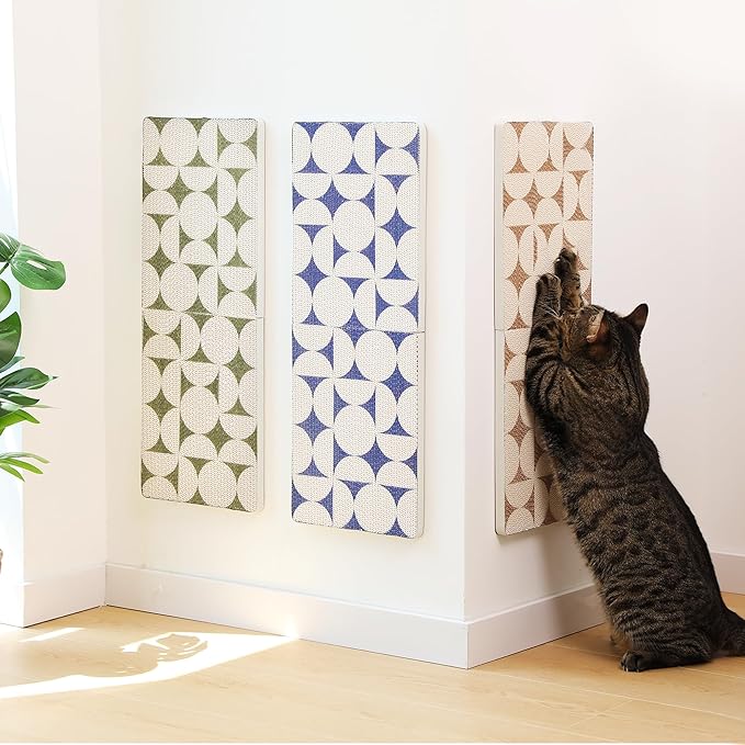 FUKUMARU 3PCS Cat Scratcher, 23.6 Inch Extra Long Cardboard Cat Scratch Pad for Wall, Multifunctional Cats Scratching Board Indoor, Durable Wall Mounted Scratching Pads for Corner Door
