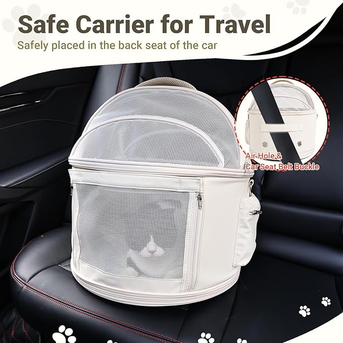 Round Pet Carrier for Small & Medium Cats & Dogs - Travel Carrier for Pets up to 22 lbs, Allows Pets to Turn and Move Easily, Ideal for Car Travel, Lightweight and Comfortable Design