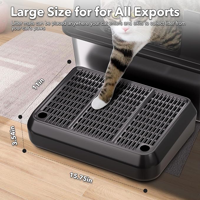 Cat Litter Box Mat Step/Ramp - Large 16"x11" Anti-Tracking Cat Litter Catcher Mat Double Layer Washable Kitty Trapping Tary Easy Clean, Also for Kitten & Elderly Cats Ramp