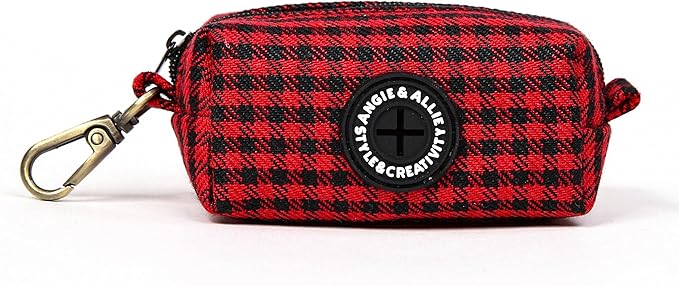 Organic Cotton Dog Poop Bag Holder for Leash Brass Hardware Waste Bag Dispenser Pet Waste Management Solution