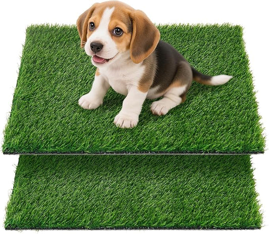 Artificial Pee Grass Pad for Dogs, Fake Grass Replacement Pads for Dog Potty Tray Training Pet Turf, Indoor and Outdoor Mat - 2 Packs (18" x 23")