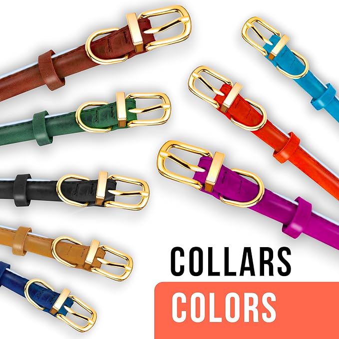 OOPSDOGGY Reflective Rolled Leather Dog Collar Adjustable Soft Padded Pet Collar for Small Medium Large Breed Dogs (Red, L, 14"-18")