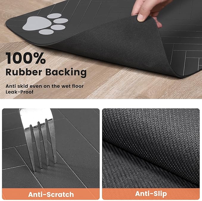 Absorbent Waterproof Pet Feeding Mat - Non-Slip Rubber Backing Quick Dry Food Water Bowl Mat for Dogs Cats (Coffee, 20" L x 30" W)