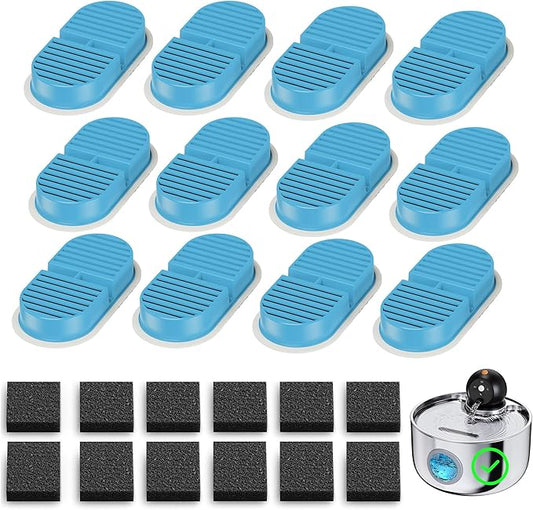 NOBXBON Cat Fountain Filter Replacement: Wireless Pet Water Fountain Filters - 24 Filters for Cordless Cat Drinking Fountain - 12 Pack Carbon Filters + 12 Pack Sponges Filters (6-Month Supply)